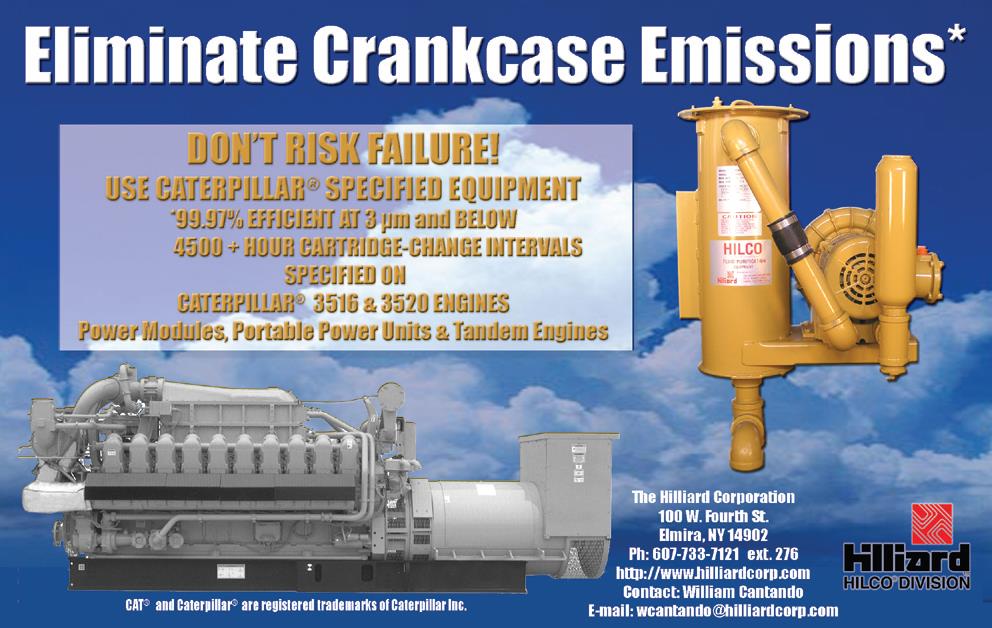 Hilco crankcase ventilation mist eliminator on CAT engine